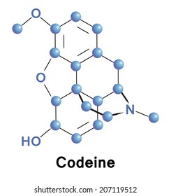 Codeine chemical compound molecular structure. Vector illustration. svg