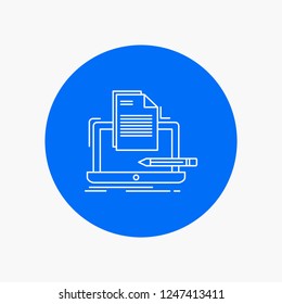 Coder, coding, computer, list, paper White Line Icon in Circle background. vector icon illustration