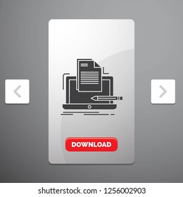 Coder, coding, computer, list, paper Glyph Icon in Carousal Pagination Slider Design & Red Download Button