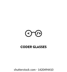 Coder Glasses Icon Vector. Coder Glasses Sign On White Background. Coder Glasses Icon For Web And App