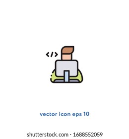 Coder vector icon illustration. Ui/Ux. Premium quality.