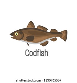 Codfish color isolated on white icon