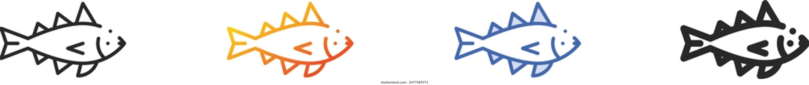 codfish icon.Thin Linear, Gradient, Blue Stroke and bold Style Design Isolated On White Background