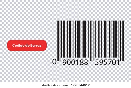 Codigo de Barras icono (Realistic Bar code icon in spanish) isolated on transparent background