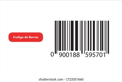 Codigo de Barras icono (Realistic Bar code icon in spanish) isolated on white background