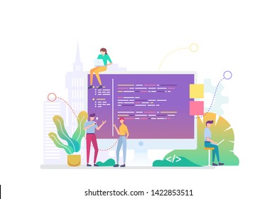 Coding Academy Vector Concept Illustration, Suitable for web landing page, ui, mobile app, editorial design, flyer, banner, and other related occasion