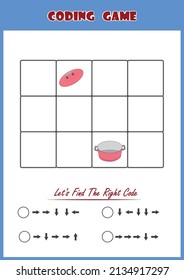 coding activity for kids. Let's find and tick the correct option. coding game, activity sheet, worksheets