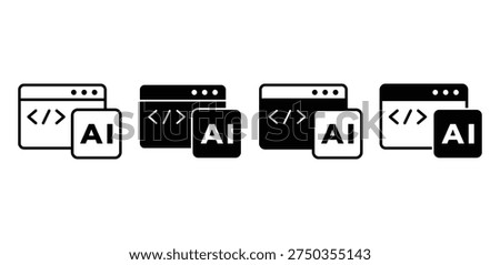 Coding AI Icons Digital Technology Web Development Programming Concept Simple Icons Vector Design