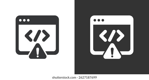 Coding alert icon. Solid glyph series icon