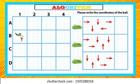coding algorithm.place shapes in coordinates,Find and match numbers and letters coordinator.educational game for kids and adults development of logic, iq.
