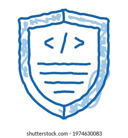 Coding Antivirus Program sketch icon vector. Hand drawn blue doodle line art isolated symbol illustration