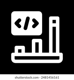 Coding bar chart icon vector outline.