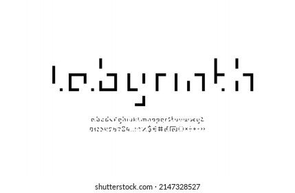 Coding black font, technology alphabet, digital letters and numbers, vector illustrator 10 eps