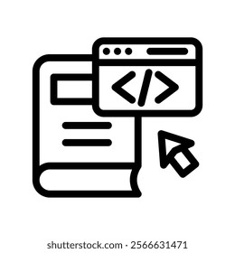 coding book line icon illustration vector graphic. Simple element illustration vector graphic, suitable for app, websites, and presentations isolated on white background