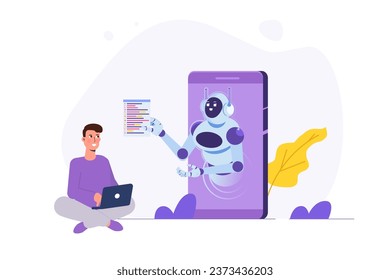 Coding bot, chat bot developed concept. Vector illustrations for banner, website, landing page, flyer.