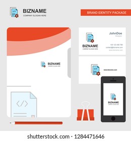 Coding  Business Logo, File Cover Visiting Card and Mobile App Design. Vector Illustration