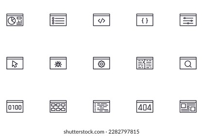 Coding concept. Collection of codign high quality vector outline signs for web pages, books, online stores, flyers, banners etc. Set of premium illustrations isolated on white background 