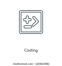 Coding concept line icon. Linear Coding concept outline symbol design. This simple element illustration can be used for web and mobile UI/UX.
