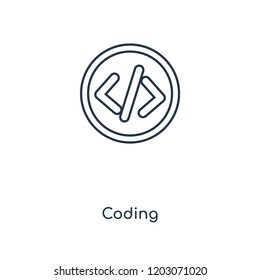 Coding concept line icon. Linear Coding concept outline symbol design. This simple element illustration can be used for web and mobile UI/UX.