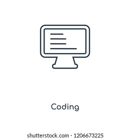 Coding concept line icon. Linear Coding concept outline symbol design. This simple element illustration can be used for web and mobile UI/UX.