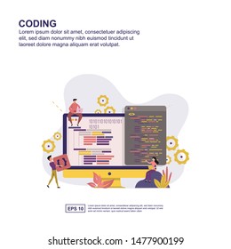 Coding concept vector illustration flat design for presentation, social media promotion, banner, and more