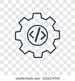 Coding concept vector linear icon isolated on transparent background, Coding concept transparency concept in outline style