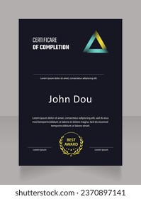 Coding course certificate design template. Vector diploma with customized copyspace and borders. Printable document for awards and recognition. Teco Light, Semibold, Arial Regular fonts used
