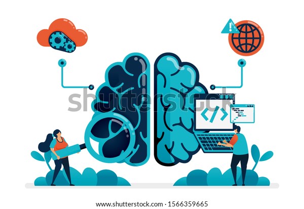 Coding Create Artificial Intelligence Program Looking Stock Vector ...