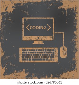 Coding design on old paper background, vector