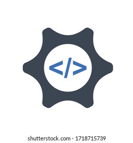 Coding development icon vector graphic.