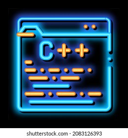 Coding Development Language neon light sign vector. Glowing bright icon transparent symbol illustration
