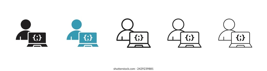 Coding Experts Vector Icon Set. Development Genius Vector Symbol for UI Design.