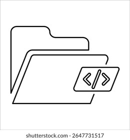 Coding Folder Icon, Line Vector graphics