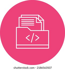 Coding Folder line circle icon vector image. Can also be used for web apps, mobile apps and print media.
