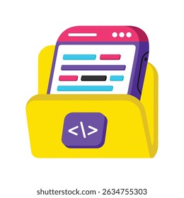 Coding Folder Vector style icon. Eps 10 file