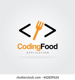 Coding Food Logo Design Template. Software Company Logo Template Design. 