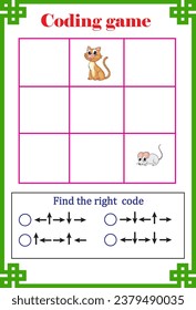 Coding game for kid's education, find the right way .Vector illustration