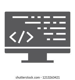 Coding glyph icon, programming and development, computer sign, vector graphics, a solid pattern on a white background, eps 10.