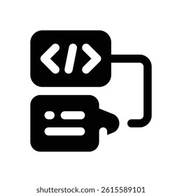 coding glyph icon. Strong and solid vector icon for websites, mobile interfaces, presentations, and visual branding. High quality and easy to edit.