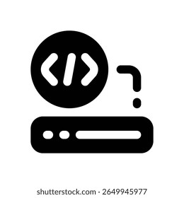ícone de glifo de codificação. Ícone vetorial forte e sólido para sites, interfaces móveis, apresentações e marca visual. Alta qualidade e fácil de editar.