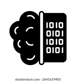 Coding glyph icon, use for machine learning, education, technology industry, UI, UX kit, app and web development, digital or print.