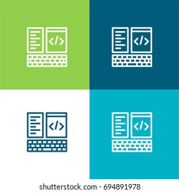 Coding green and blue material color minimal icon or logo design