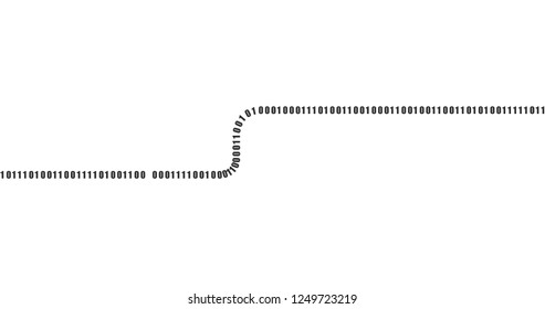 Coding or Hacker concept. Vector matrix background. Horizontal Stream or letter S of binary code on screen. Data and technology, decryption and encryption, computer matrix background digits 1 and 0.