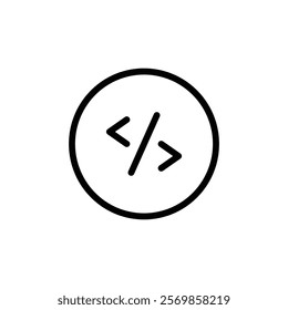 Coding icon Black and white outline vector