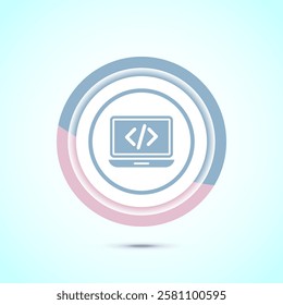 Coding icon design illustration, Web development icon, Pastel color button design