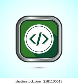 Coding icon design illustration, Web development icon, Green shadow button design 