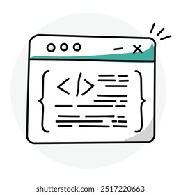 Coding Icon Design. Representing Software Development. Programming. Technology. Application. Vector icon.