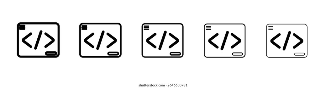 Coding icon flat simple outline logo