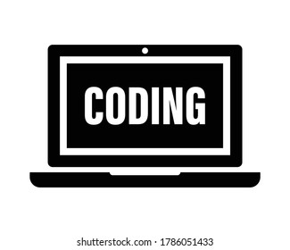 Coding icon with laptop vector illustration 