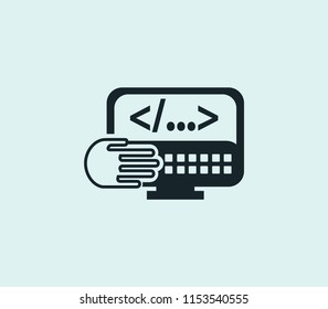 Coding icon line isolated on clean background. Coding icon concept drawing icon line in modern style. Vector illustration for your web mobile logo app UI design.
